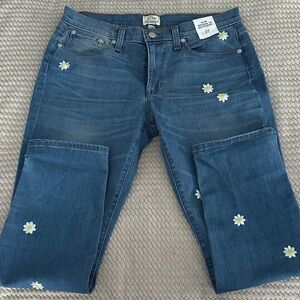 BNWT J.Crew Daisy Embellished Women's Slim Broken in Boyfriend Jeans